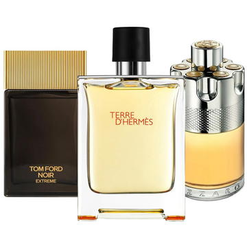 Set of 3 Perfumes: Terre d’Hermès, Azzaro Wanted, and Tom Ford Noir Extreme Eau de Parfum – 100ml each