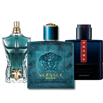Set of 3 Perfumes: Prada Luna Rossa, Versace Eros, and Le Beau Eau de Parfum – 100ml each