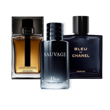 Set of 3 Perfumes: Dior Sauvage, Bleu de Chanel, and Dior Homme Intense Eau de Parfum – 100ml each