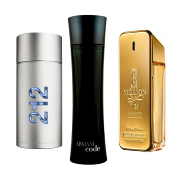 3-Perfume Set: 212 Men NYC, Paco Rabanne One Million, Armani Code Homme (Eau de Parfum)