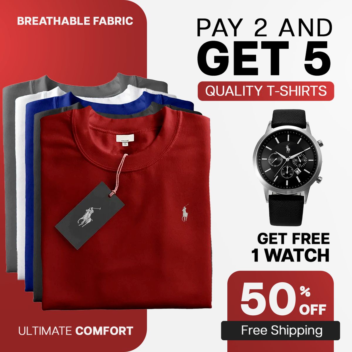 KIT RALPH L. SHIRTS [PAY 2 GET 5] + WATCH